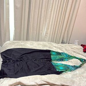 Black and Green Halter Dress